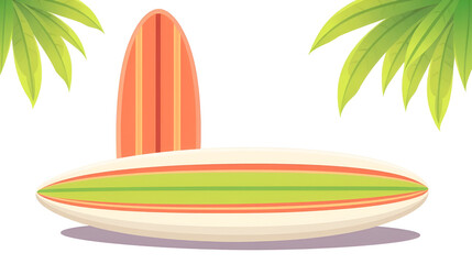 Pair of colorful surfboards in cartoon flat style