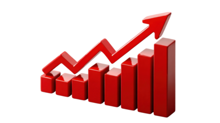 business graph with red arrow