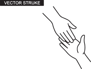 Two Hands Reaching Out To Each Other Line Art helping