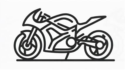 Bold Abstract Black Line Art Sportbike Design on Crisp White Background