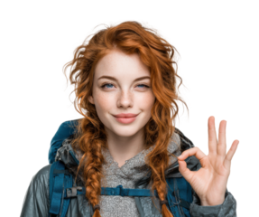 Adventure awaits young hiker in nature portrait smiling isolated on transparent background