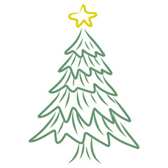 Obraz premium Christmas Tree Doodle Drawing Icon Illustration