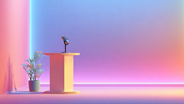 Pastel Podium for a Presentation. - Powered by Adobe