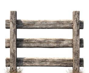 Constructing a rustic wooden fence open field nature isolated on transparent background