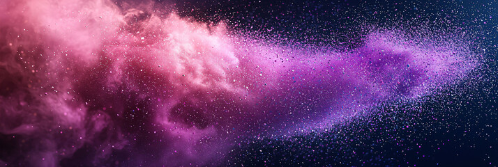 Colorful Cosmic Nebula with Stars and Dust in Dark Space Background