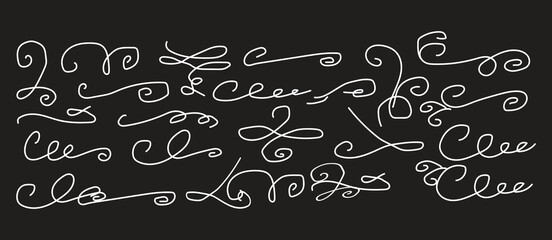 Elegant swirling script designs and decorative flourishes for artistic projects and typography