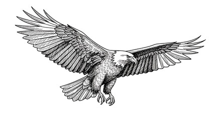 Obraz premium Hatching Technique Eagle Detailed Art