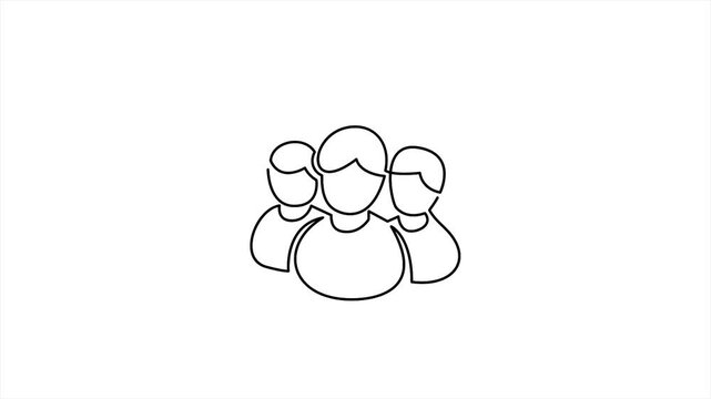 One Line Hand Drawing Workers Icon as Symbol of Teamwork. Simply Animated in Continuous Looping. Suitable for Presentation, Web Page and Applications.