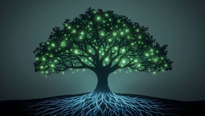 Digital tree of knowledge, Glowing tech tree, The roots of the information age
