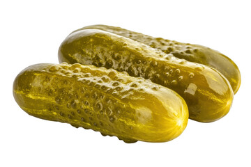 Delicious pickled gherkins dill pickles food condiment snack appetizer fermented cucumbers isolated on transparent background