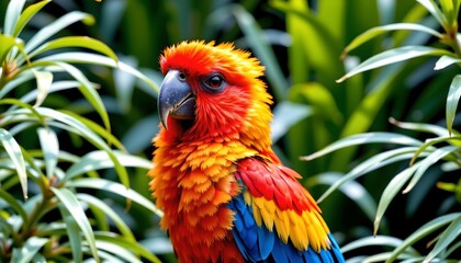 Vibrant Tropical Bird Lush Green Foliage