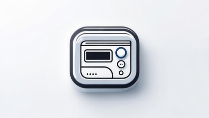 Sleek 3D Digital Interface Icon with Neumorphic Design and Soft Shadows on White
