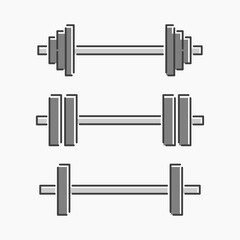 Simple flat line art cartoon of barbell. Illustration of barbell, perfect for needs related to exercise, gym, wellness, workout, and more.