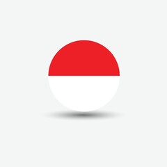 Indonesia flag round button of icon. flag logo of Indonesia emblem isolated on grey background, Indonesia national concept sign, Vector illustration