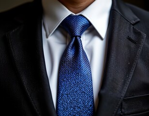 Closeup Formal Attire with Neatly Knotted Tie