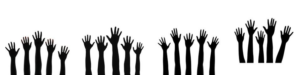 Obraz premium Silhouette Hands Reaching Up - Concept of , Support, and Audience