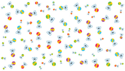 Vector Random Pattern Cartoon Koala Ball