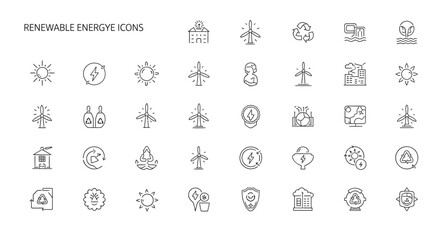 Renewable energy symbols representing sustainable practices and clean technology solutions for a greener future, promoting environmental awareness and innovation.