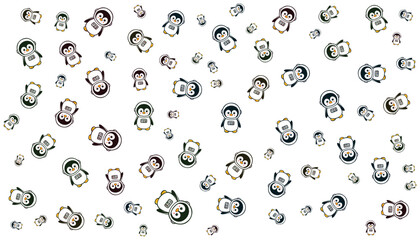 Astronaut Penguin Cartoon Random Pattern Vector
