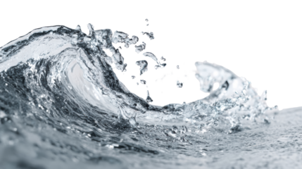 Dynamic ocean wave crashing, showcasing the beauty of natural water forms, isolated on a black background.