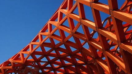 Orange wooden architectural structure
