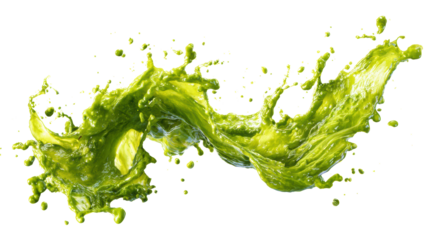 Fresh green splash with vibrant color on a black background.