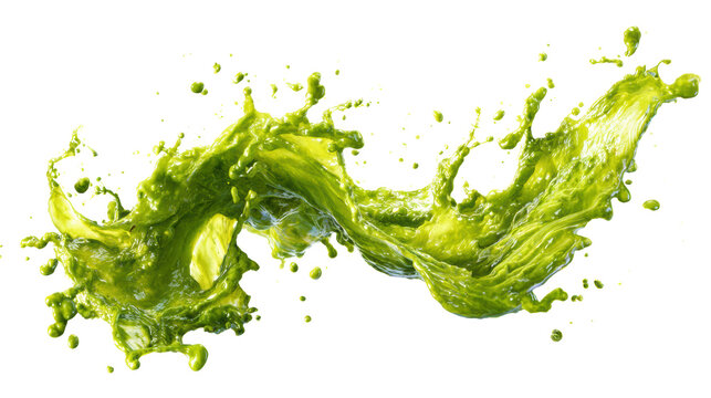 Fresh green splash with vibrant color on a black background.
