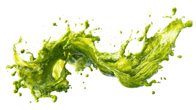 Fresh green splash with vibrant color on a black background.