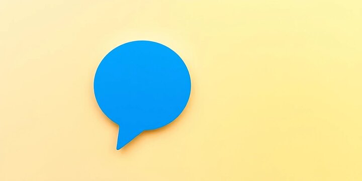 Blue speech bubble icon on pastel background, minimalist design,  blue,  communication technology - Powered by Adobe