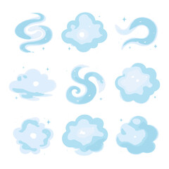 Obraz premium Sparkling fog wave icons vapor vector enchanted glittering icon haze curl burst