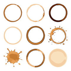 Intense rings coffee vector collection irregular dark ring icon faded circle cappuccino