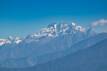 Beautiful view of Himalayan mountains at Ravangla, Sikkim. Himalaya is the great mountain range in Asia with more than 50 peaks , mostly highest, including mount Everest the highest in the world.