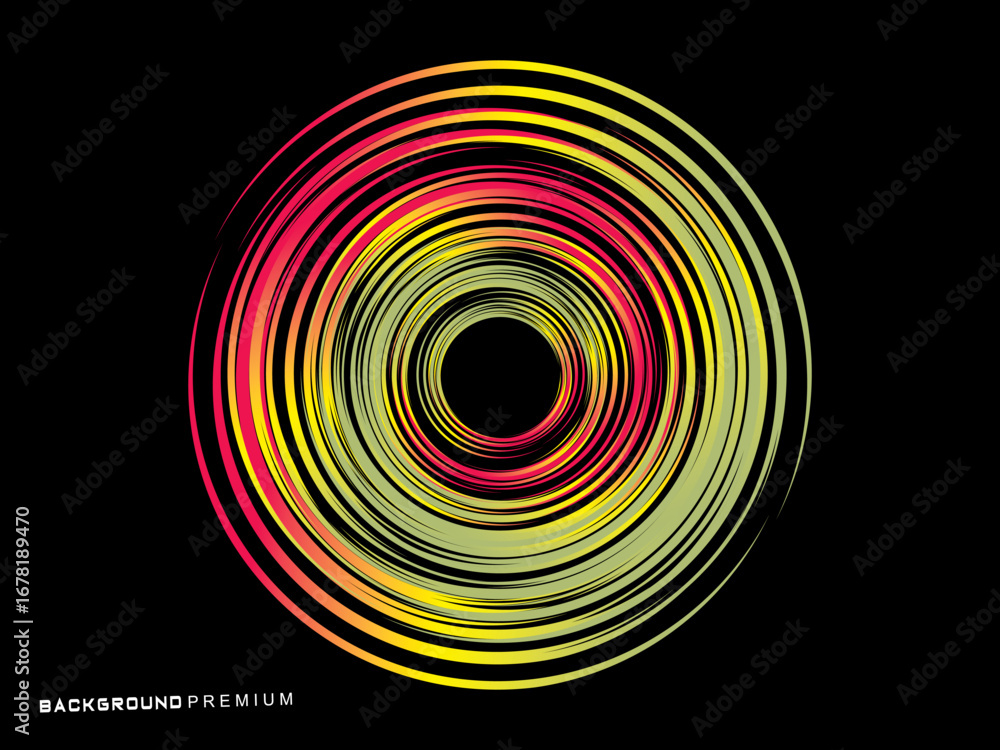 Leinwandbilder vector background of rotating elliptical 3d shapes, consisting of a pattern of squares and wavy line