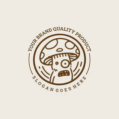 Fototapeta premium Elegant ghost mushroom logo with vintage vibe, showcasing mystery and nature.