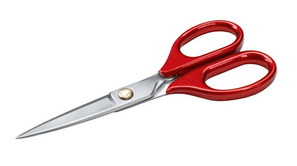 Scissors with red handles on a white isolated background, ideal for creative projects and DIY tasks.