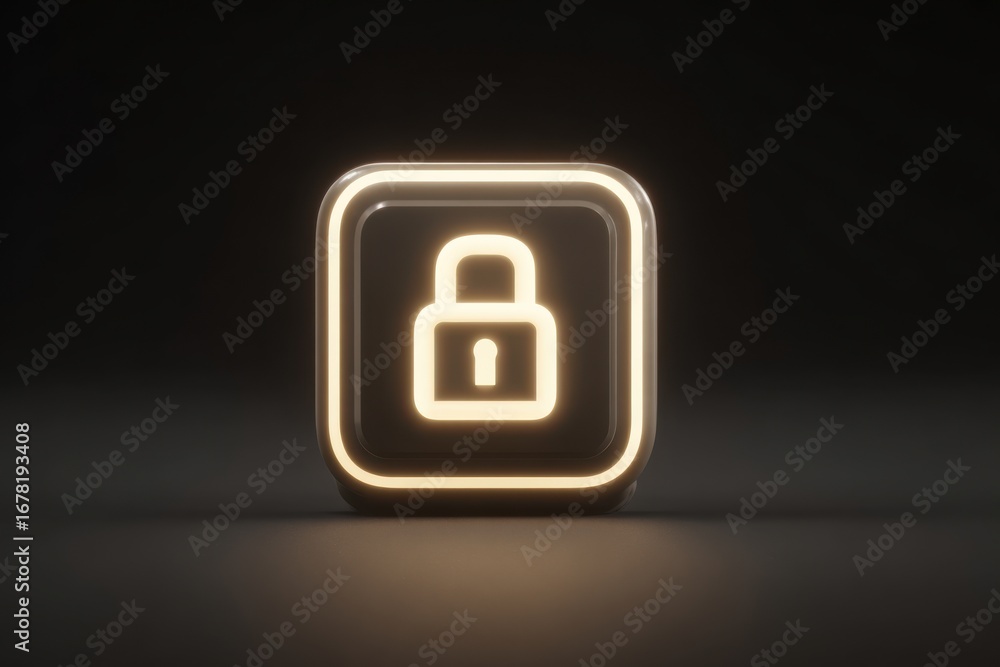 Fototapete illuminated lock icon in a dark setting representing security and privacy for digital content and da
