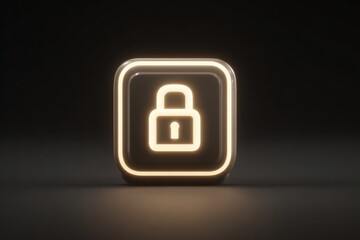 Illuminated lock icon in a dark setting representing security and privacy for digital content and data protection