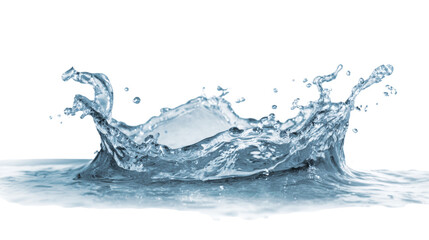 Splashing water with dynamic movement on a white background