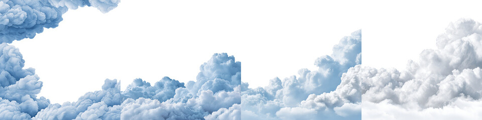 Panoramic Cloudscape Banner: Dramatic Blue and White Sky, Fluffy Clouds