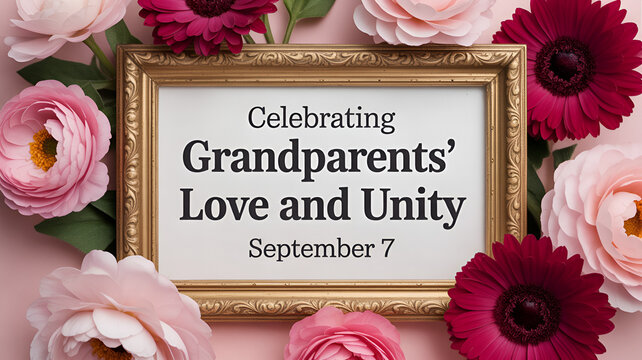 Celebrating grandparents love and unity with floral frame on september 7