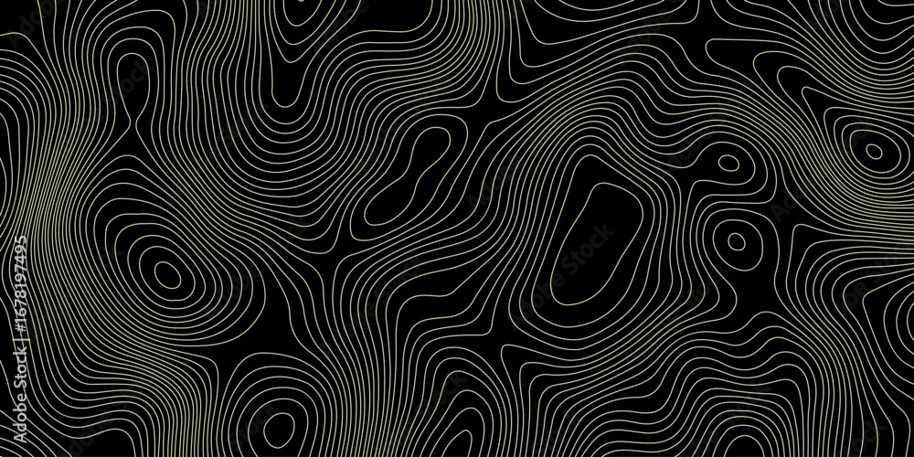 Poster abstract topography pattern lines sea map area space geometric strip yellow color grid line topo map