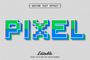 Naklejka premium Editable Lego Pixel Block Text Effect Vector