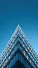 Obraz premium Modern building corner against a clear blue sky