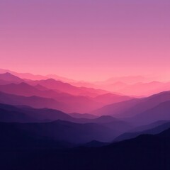 Fototapeta premium Serene Sunset Over Rolling Hills and Mountains with Soft Pink and Purple Skies in Dramatic Landscape