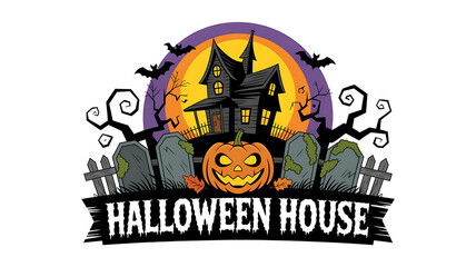 Halloween House – Haunted Mansion with Pumpkin & Graveyard Design