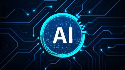 Futuristic technology artificial internet digital tech circle with line circuit futuristic blue background