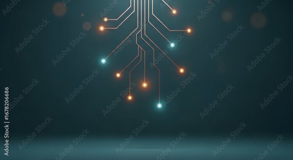 Aufkleber abstract digital circuit board with glowing nodes, representing technology and connectivity in a fut