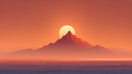 Obraz premium Sunrise over a red mountain range