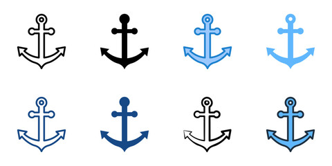 Anchor icon set multiple style collection 
