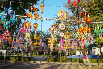 Obraz premium colorful Spider-web Thung hung is used in any holy or religious festival in thailand